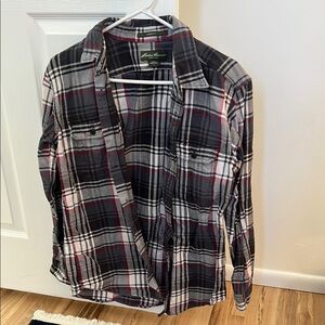 Eddie Bauer Men's Black Plaid Shirt